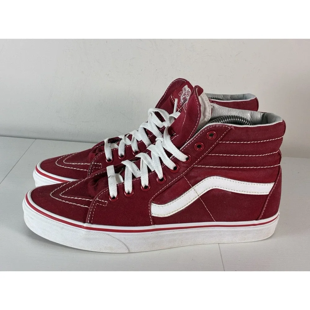 Men's Sk8 Hi Vans Red Canvas Shoes Size 9 Shoes